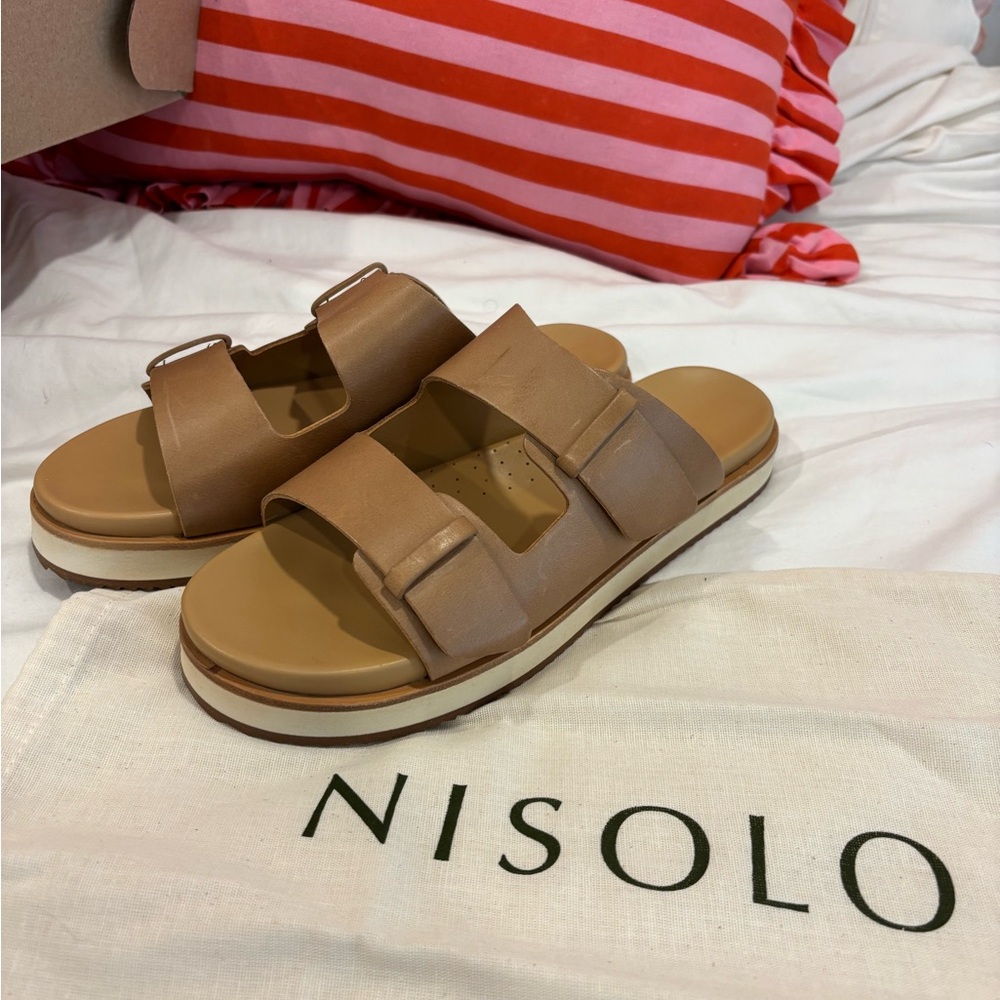 Nisolo Brown Leather Slide Sandals